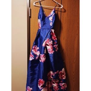 Sapphire blue floral prom dress